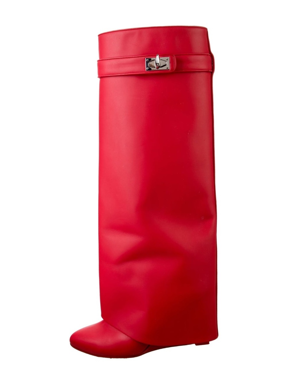 Givenchy Red Tall Leather Buckle-Accent Women's Boot